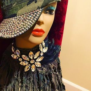 Camouflage bling necklace and cap set.
